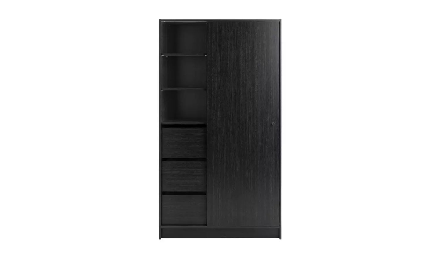 Assembled Malibu 1 Door Sliding Wardrobe - Black